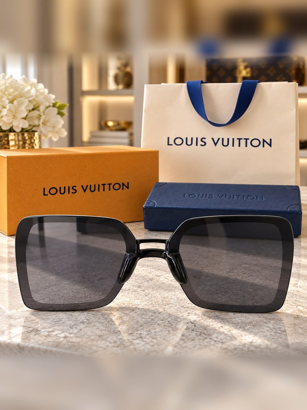 Louis Vuitton Black Square Sunglasses - Picture 5 of 6